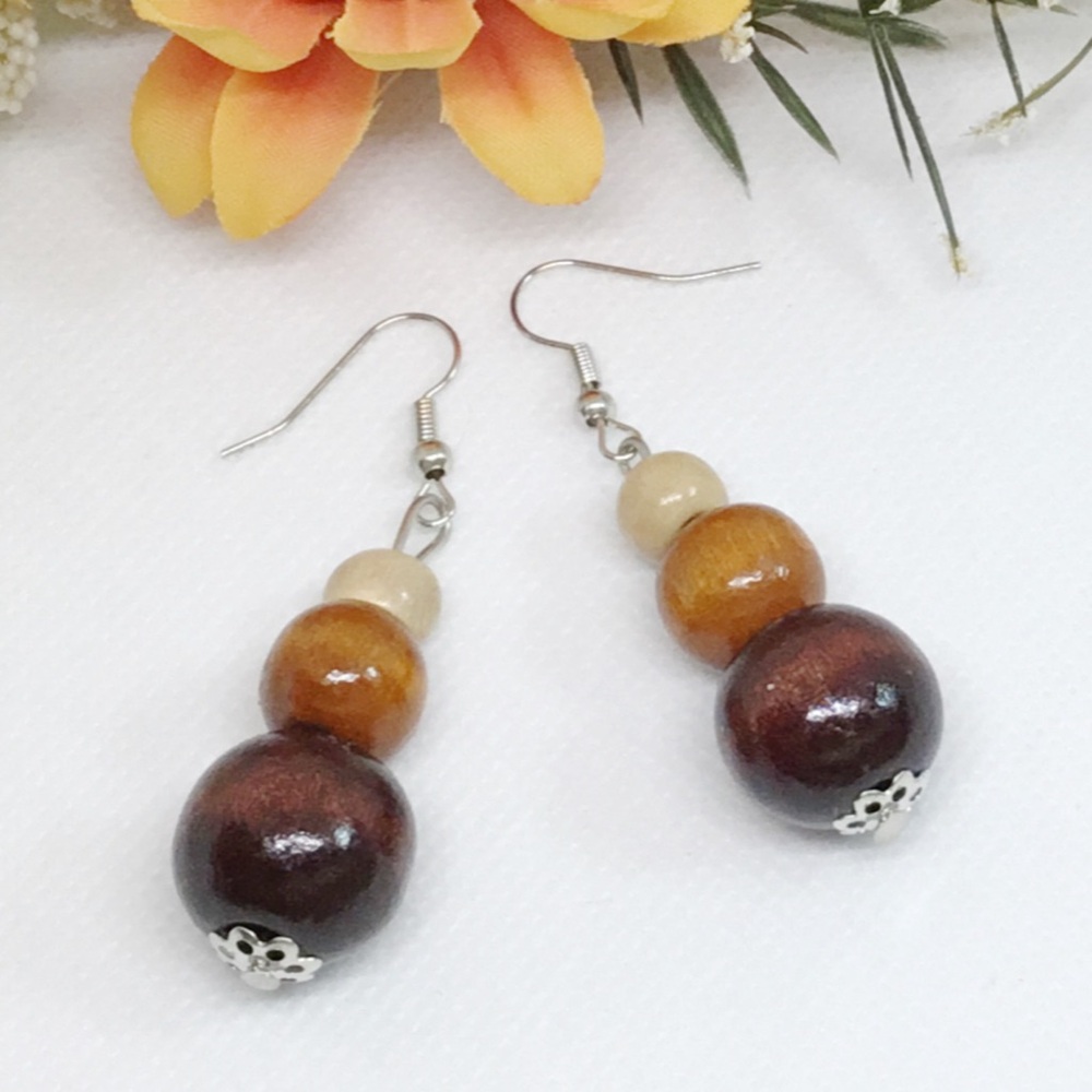 Tiered Natural Wood Earrings